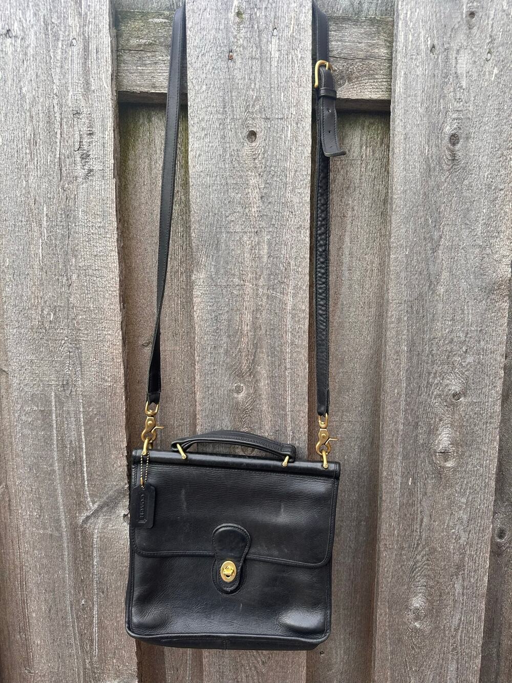 Vintage Coach Willis 9927 Black Leather Crossbody Satchel Bag Fair Condition